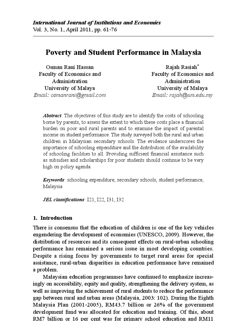 Poverty's Impact on Malaysian Education | PDF | Tuition Payments | Poverty