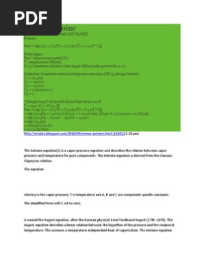 Rumus Antoine Meteorology Branches Of Thermodynamics