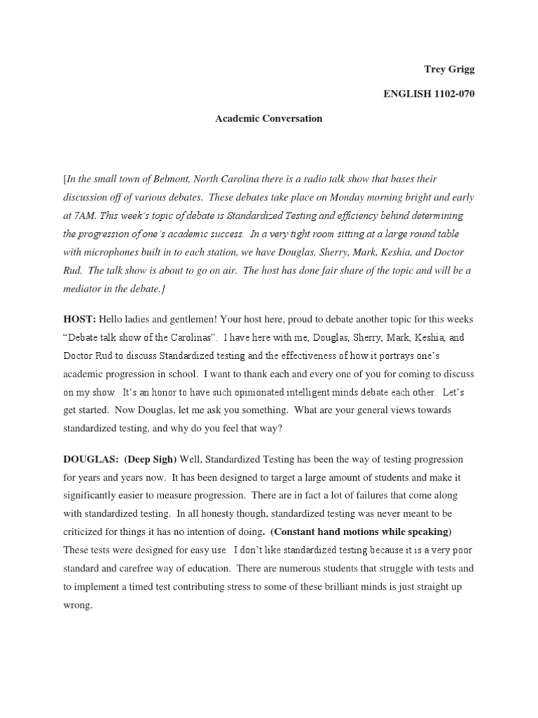 Academic Conversation Draft 1 | PDF | Standardized Tests | Sat