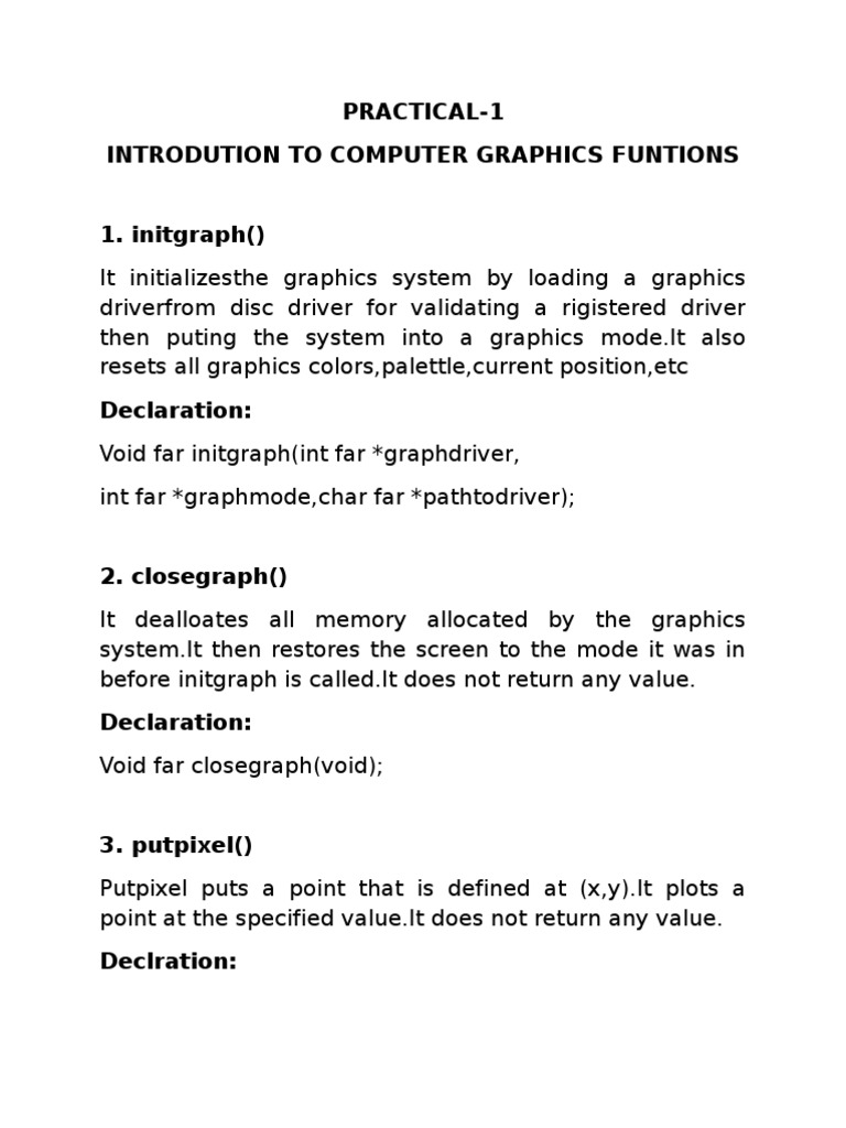 INTRO TO COMPUTER GRAPHICS FUNCTIONS | PDF | Integer (Computer Science ...