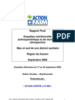 ACF, Rapport Final: Enquêtes Nutritionnelle Anthropométrique Et de Mortalité Rétrospective - Mao Et Sud de Son District Sanitaire, Région Du Kanem, Tchad (Septembre 2008)