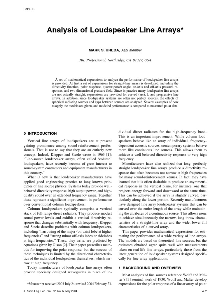 Analysis of Loudspeaker Line Arrays | PDF | Science & Mathematics