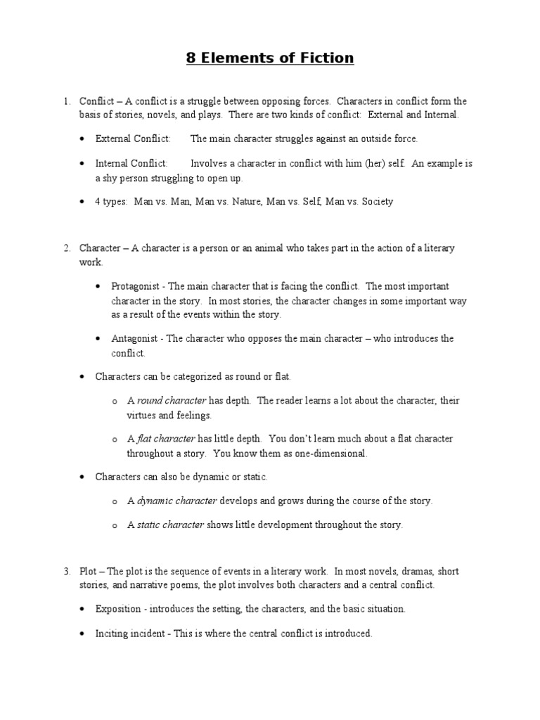 8 Key Elements of Fiction Explained | PDF | Narration | Plot (Narrative)