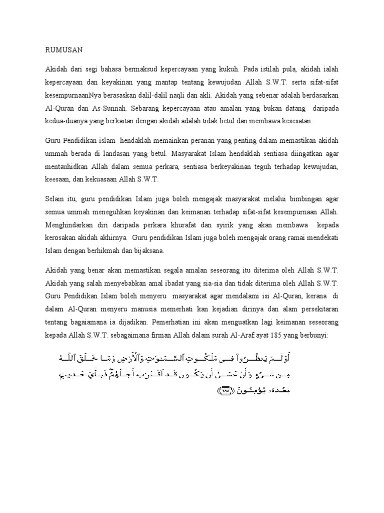 Rumusan Akidah Pdf
