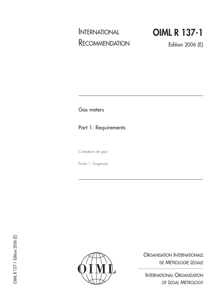 OIML R 137-1 Gas Meter Requirements | PDF | Measuring Instrument | Gases