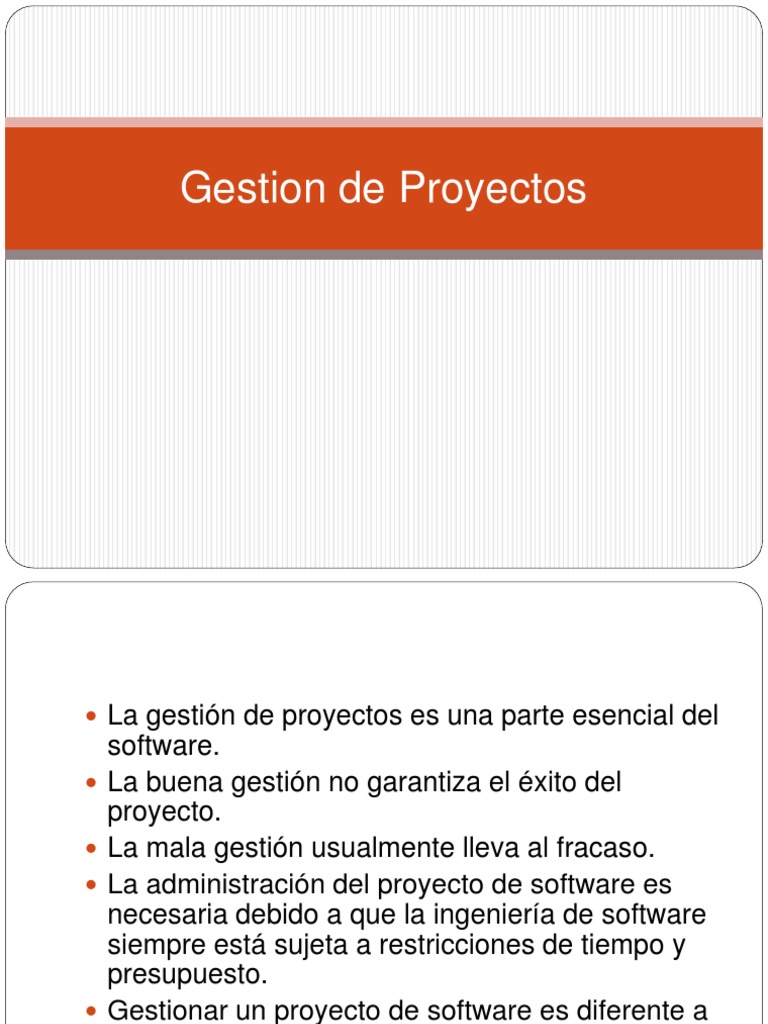 01 Gestion de Proyectos | PDF | Ingeniería de software | Software