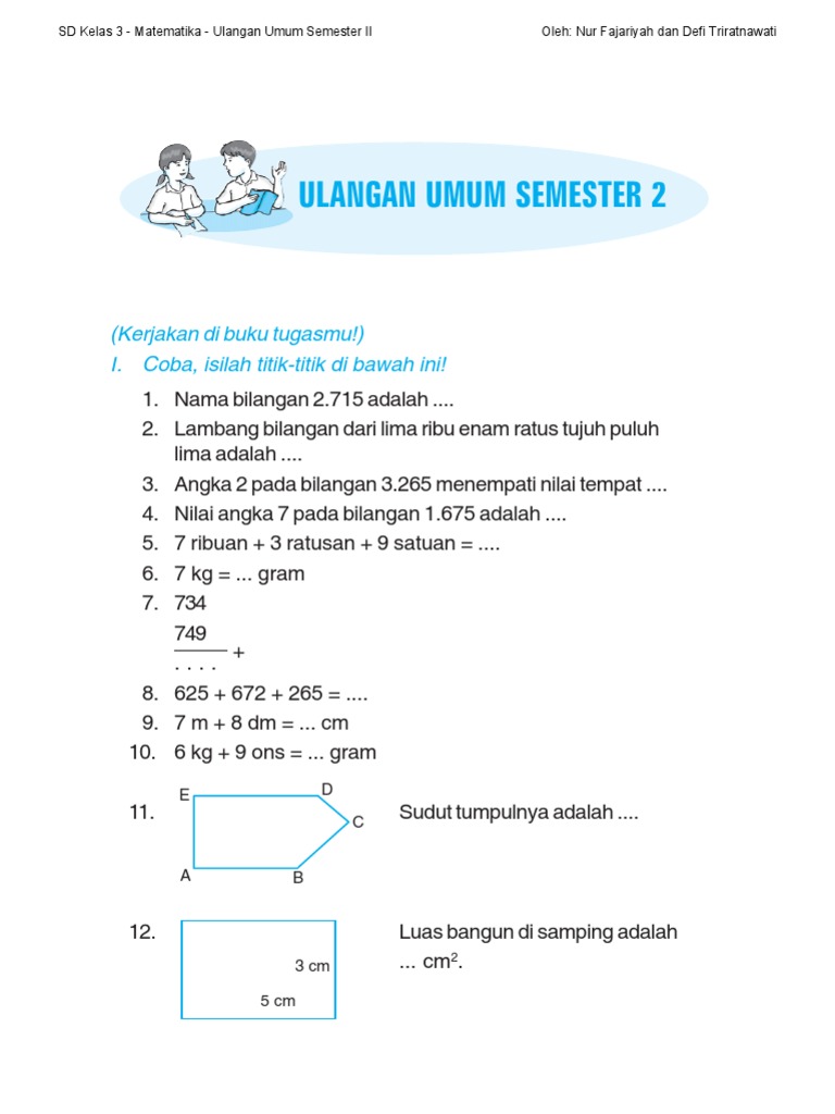 Ringkasan Materi Dan Soal Matematika Kelas 3 Sd