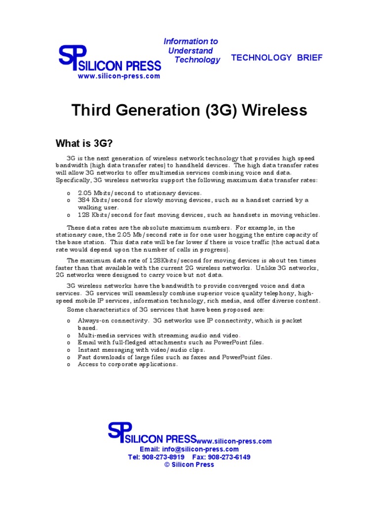 Third Generation (3G) Wireless | PDF | 3 G | Computer Network