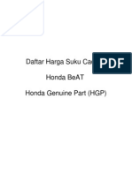 Daftar Harga Suku Cadang Honda Beat Honda Genuine Part (HGP)