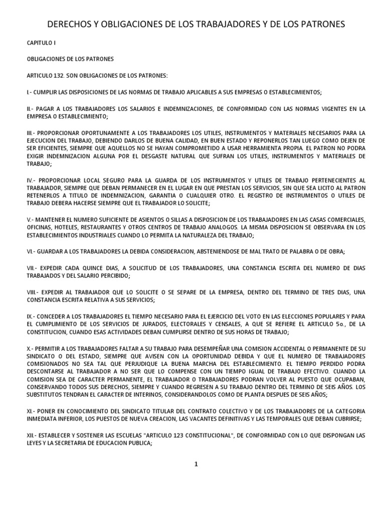 Derechos y Obligaciones Laborales | PDF | Derecho laboral | Salario
