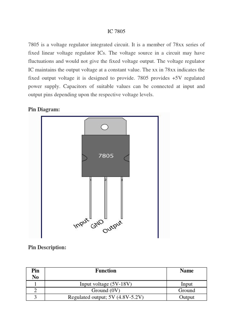 7805 Voltage Regulator Pinout Guide | PDF | Science & Mathematics