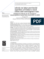 Analysis on inter-provincial
disparities of China’s rural
education and convergence rate
Empirical analysis on 31 provinces’
(municipalities’) panel data from 2001 to 2008