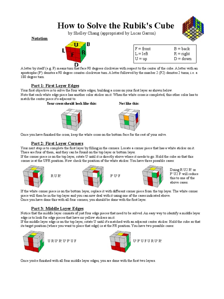 Rubik's Cube Guide for Beginners | PDF | Teaching Mathematics | Science