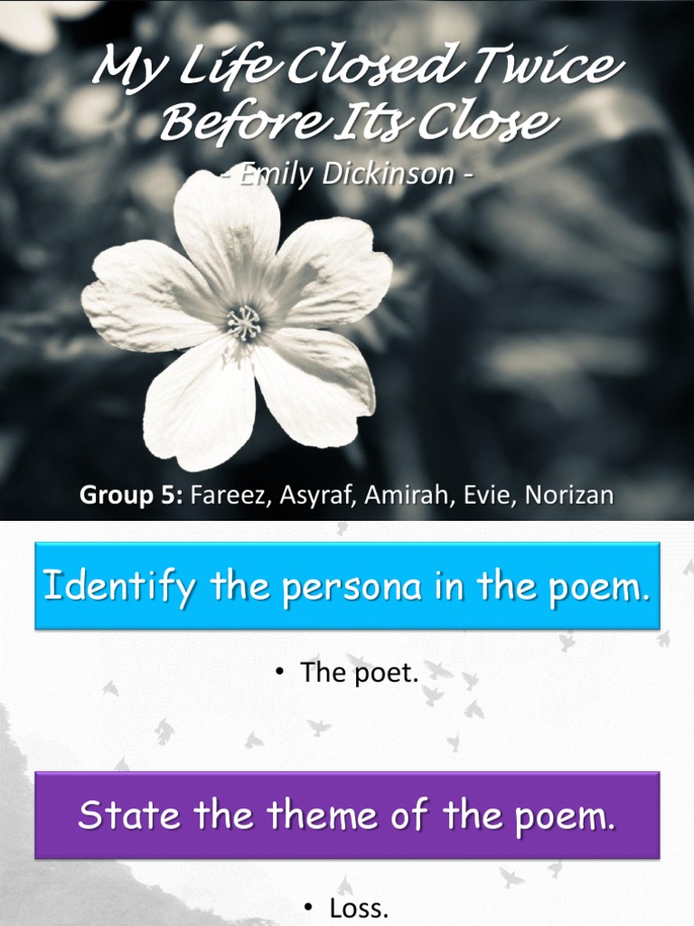 Emily Dickinson My Life Closed Twice Before Its Close Summary