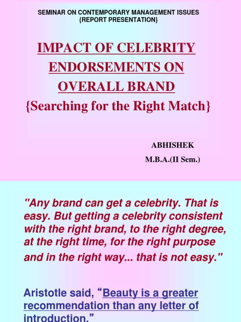 CELEBRITY Endorsement | PDF | Brand | Celebrity