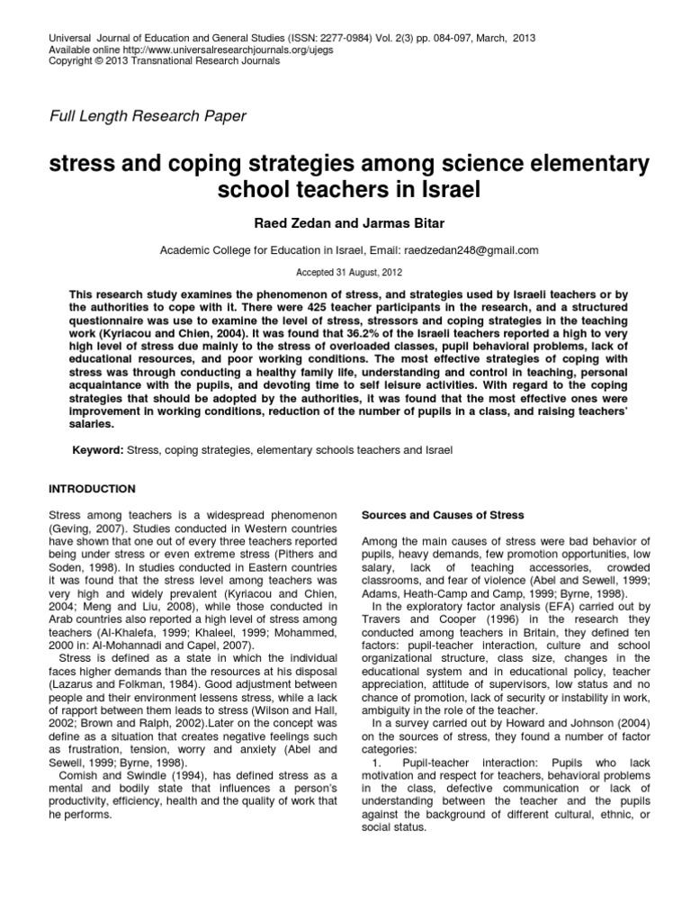 Teachers Stress | PDF | Factor Analysis | Coping (Psychology)
