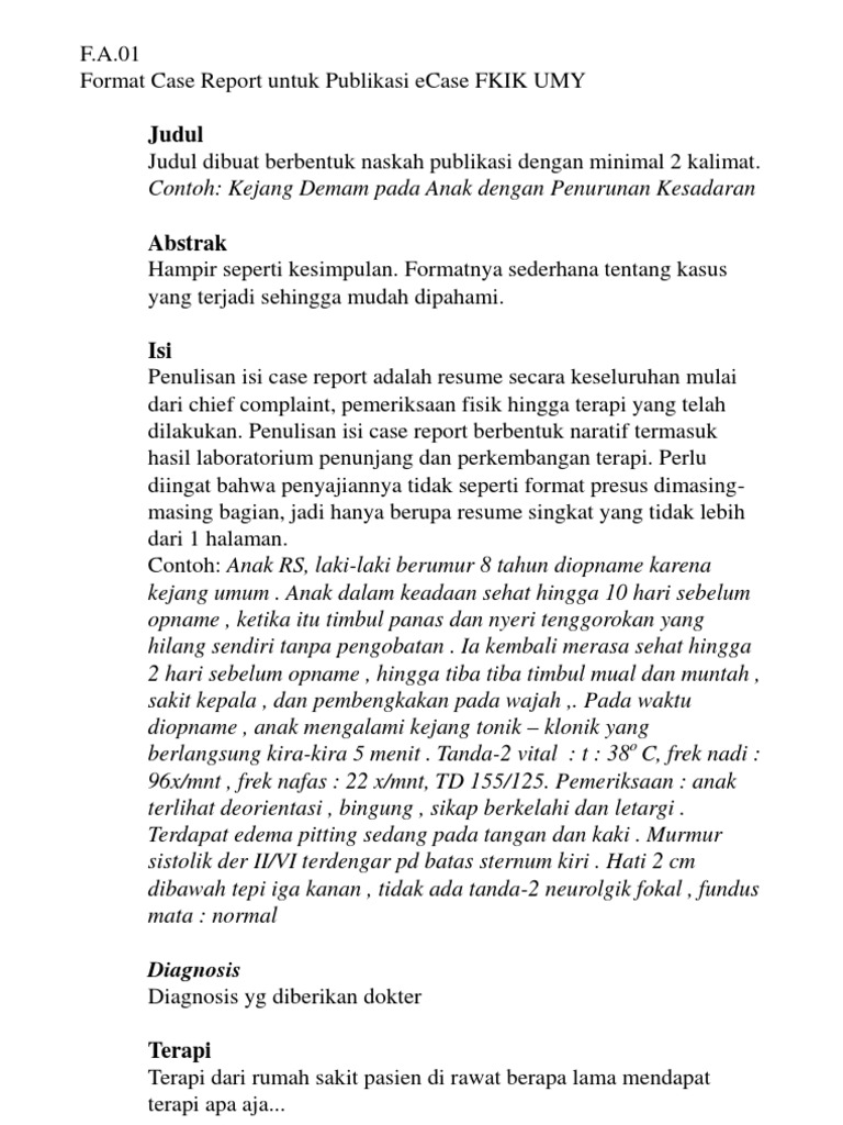 Format Case Report | PDF | Pengembangan Diri | Sains & Matematika