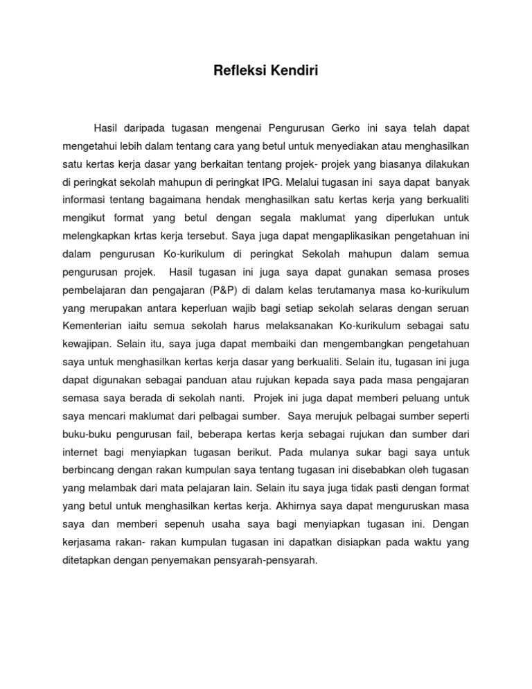 Refleksi Kendiri PDF