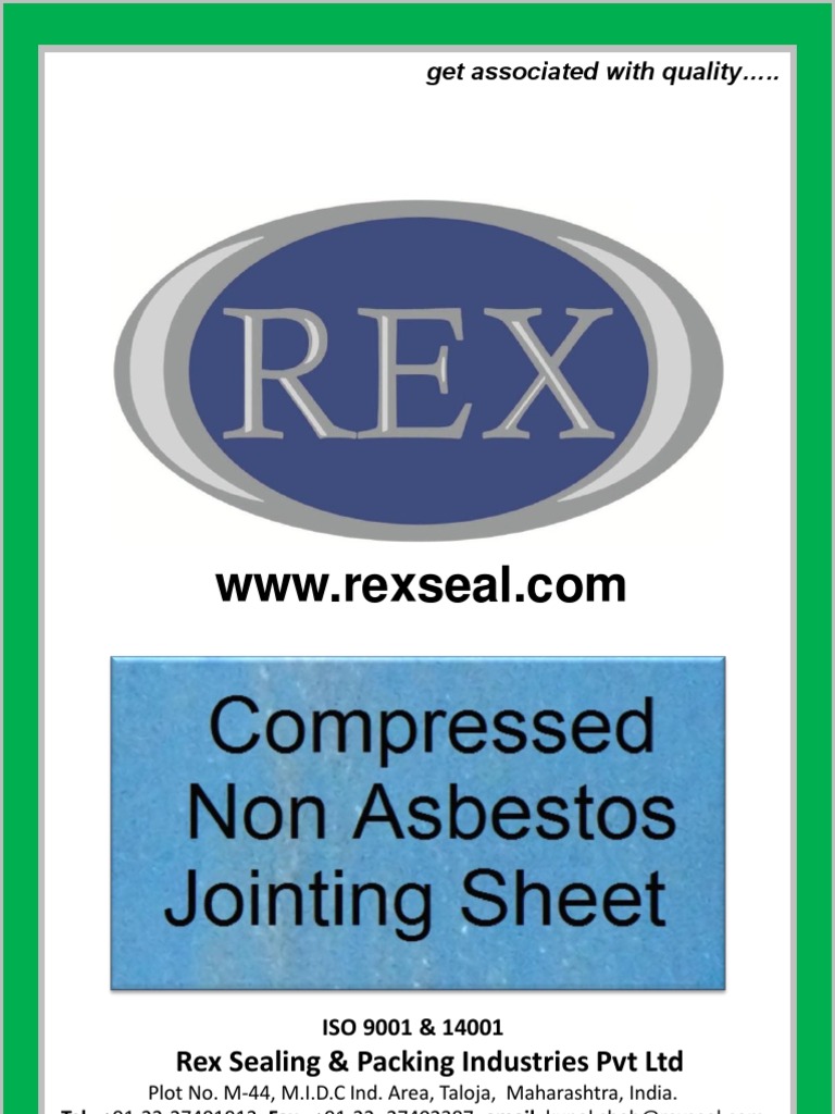 REX - Non Asbestos Jointing Sheet (Compressed With Aramid Fiber and NBR ...