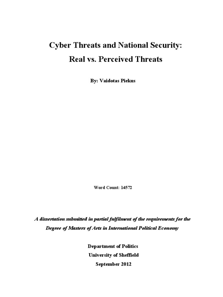 Cyber Threats and National Security:Real vs. Perceived Threats | PDF ...