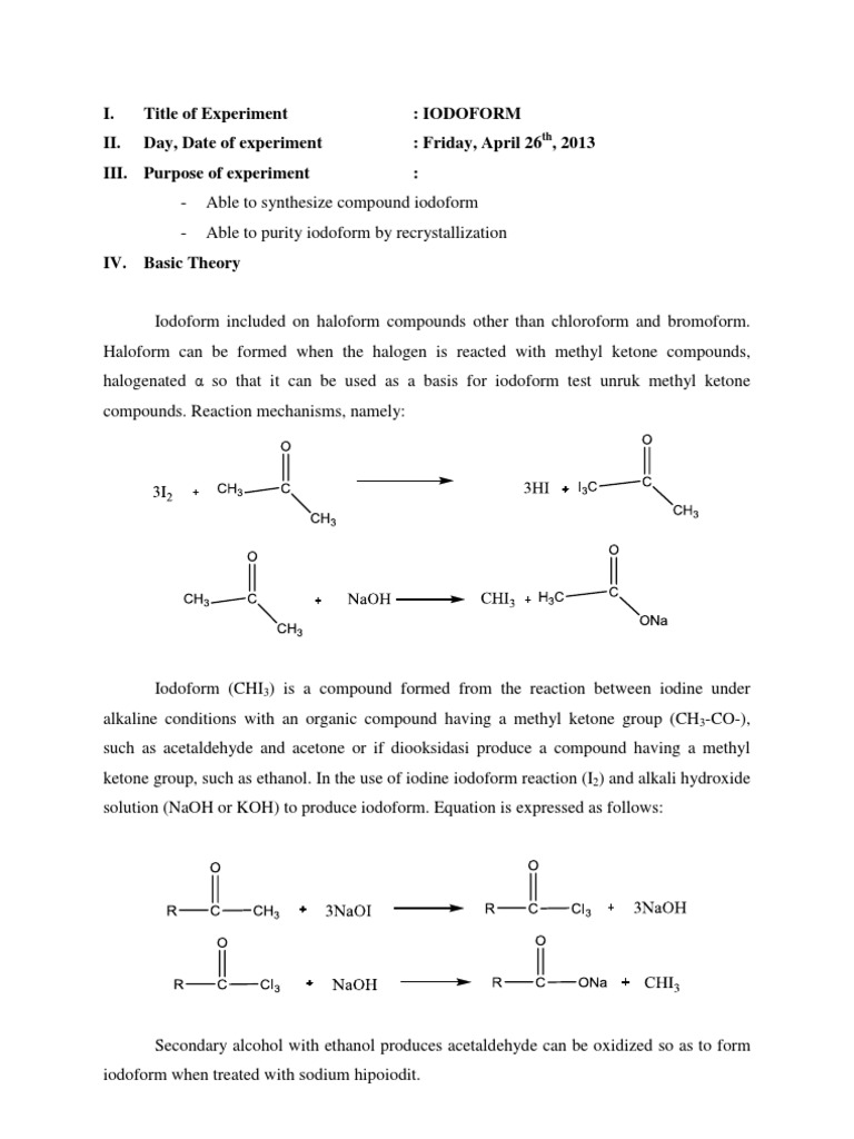 Iodoform Organic PDF Solvent Iodine