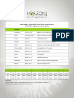 Given Below Is The Schedule and Tariff Rate of Horizon 2013 To Be Held in Major Districts Across Kerala