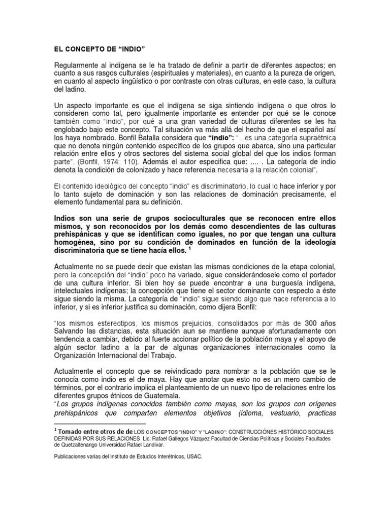 El Concepto de Indio Ladino Guatemala Métis
