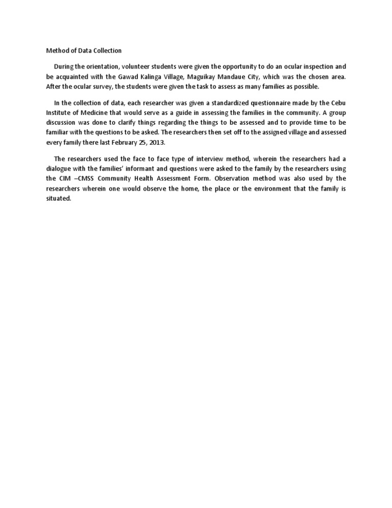 Method of Data Collection