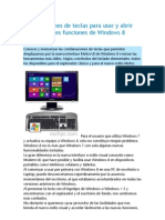 Combinaciones de Teclas Para Usar y Abrir Las Principales Funciones de Windows 8