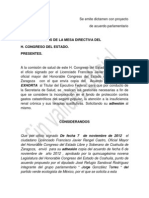 Dictamen con Proyecto de Acuerdo, Congreso local se adhiere al Acuerdo emitido por Coahuila