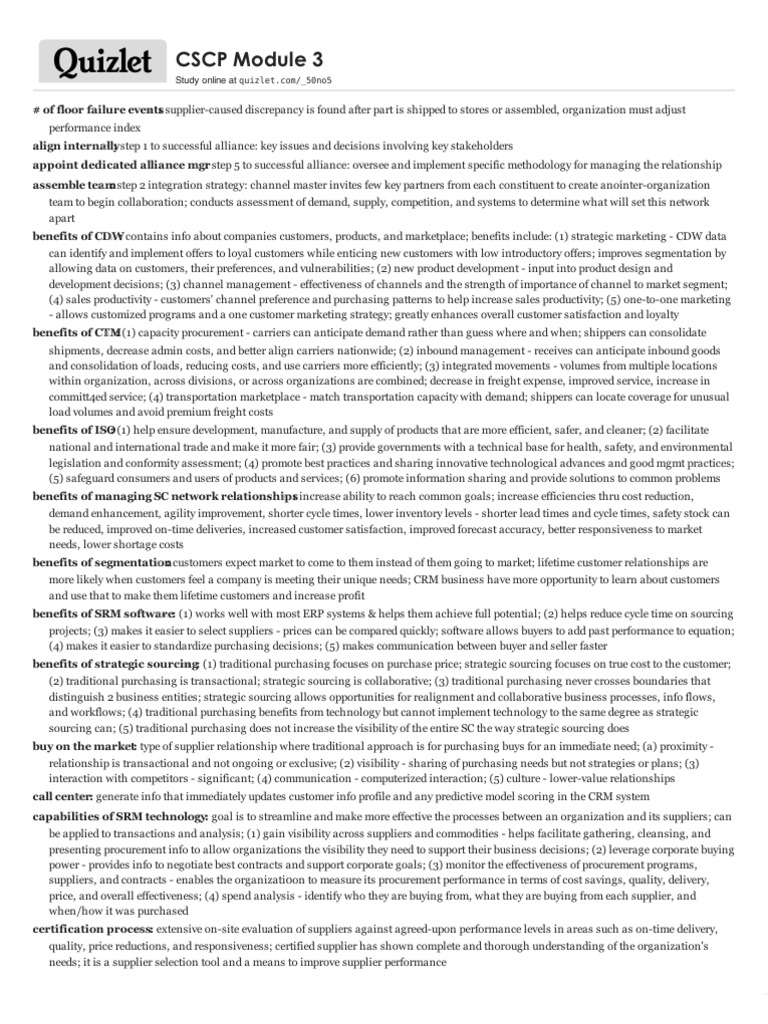 CSCP Module 3 PDF Customer Relationship Management Procurement