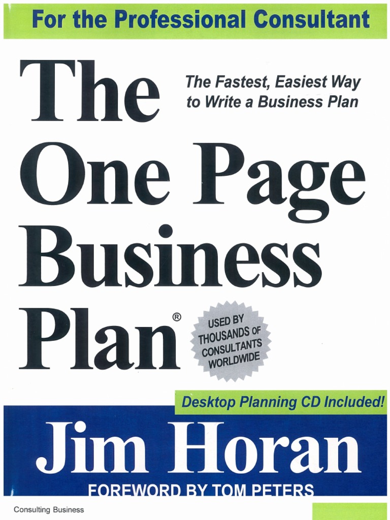 one page business plan jim horan free download