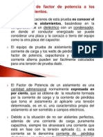 Prueba de Factor de Potencia A Los Aislamientos