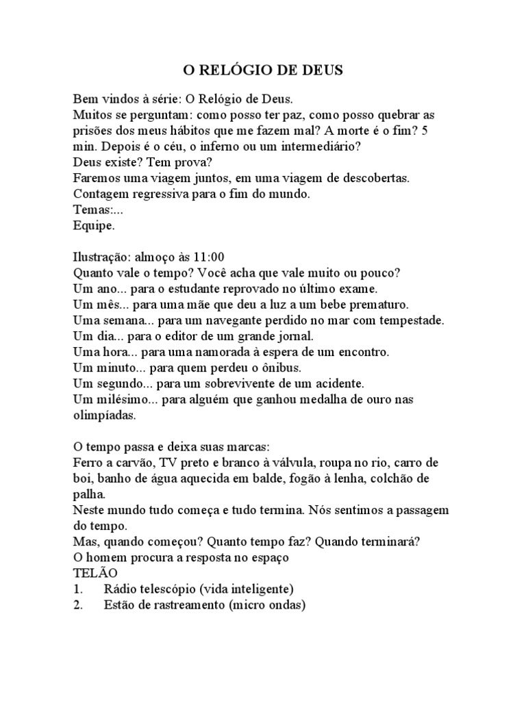 O Relógio de Deus: Reflexões sobre o Tempo | PDF | Estrelas | Tempo