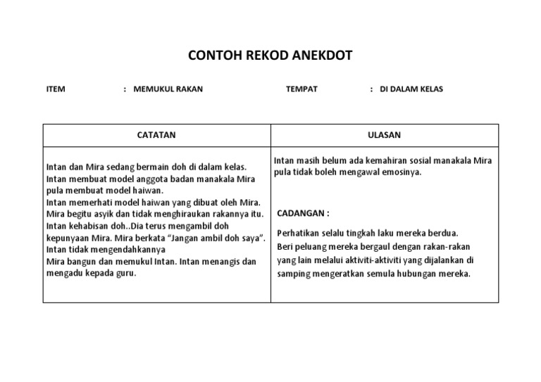 41 Rekod Anekdot Rekod Anekdot Ialah Penulisan Yang Mencatatkan Sesuatu Course Hero