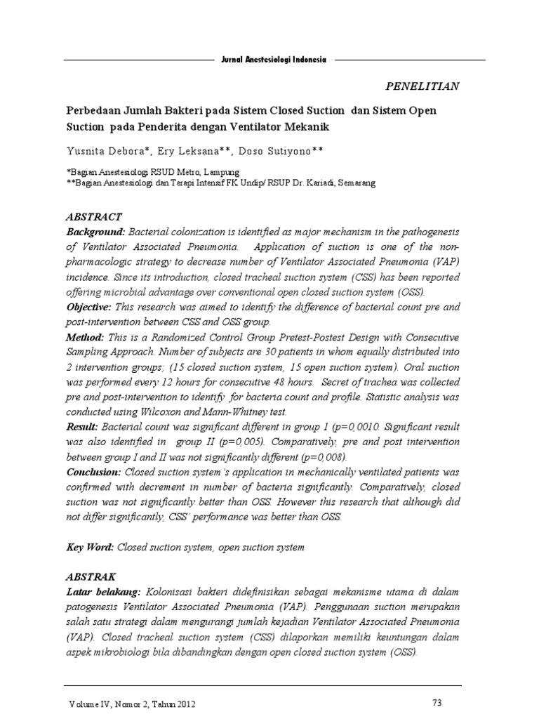 Bacterial Count in Closed vs Open Suction | PDF