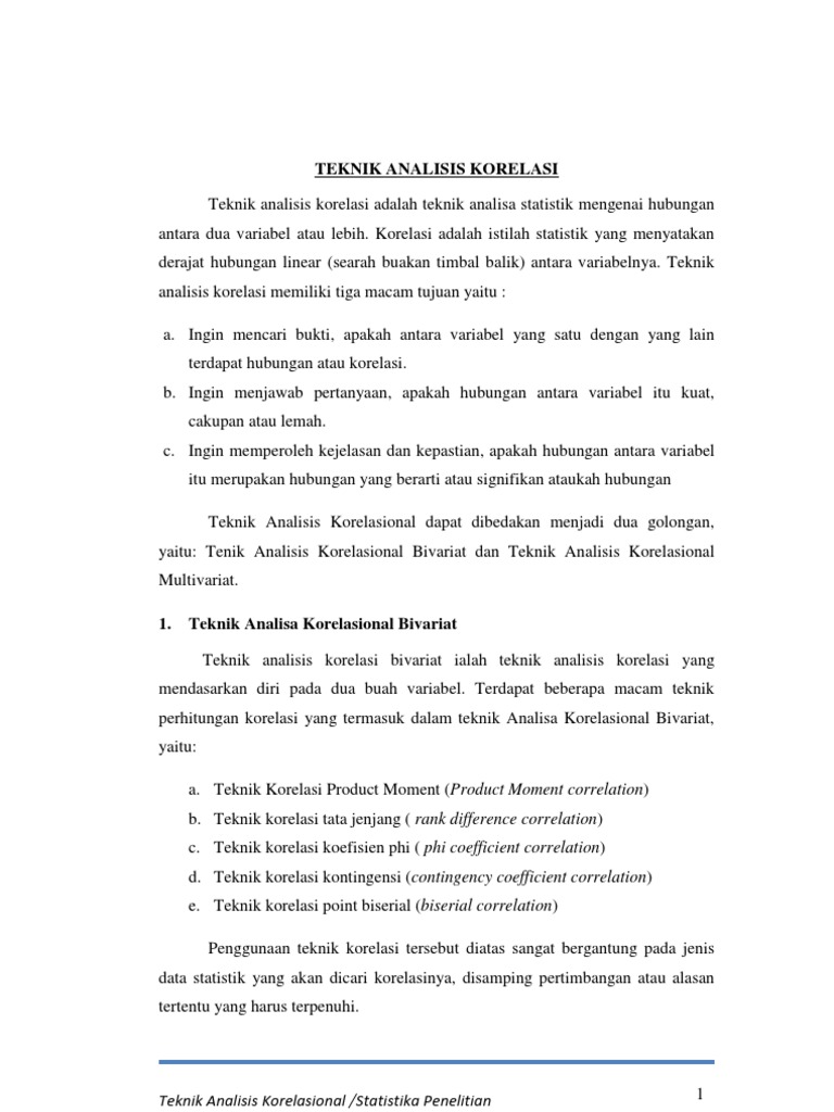 Teknik Analisis Korelasi