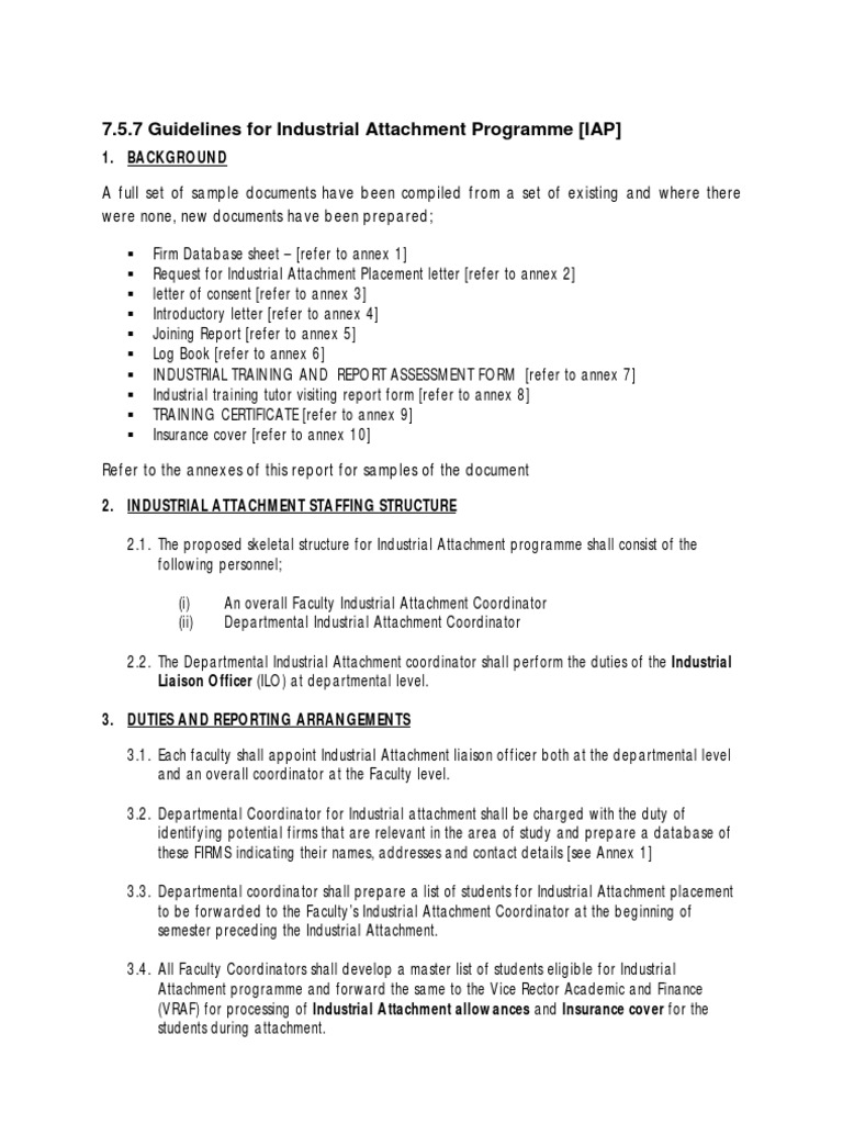 Industrial Attachment Programme Guidelines | PDF | Students ...