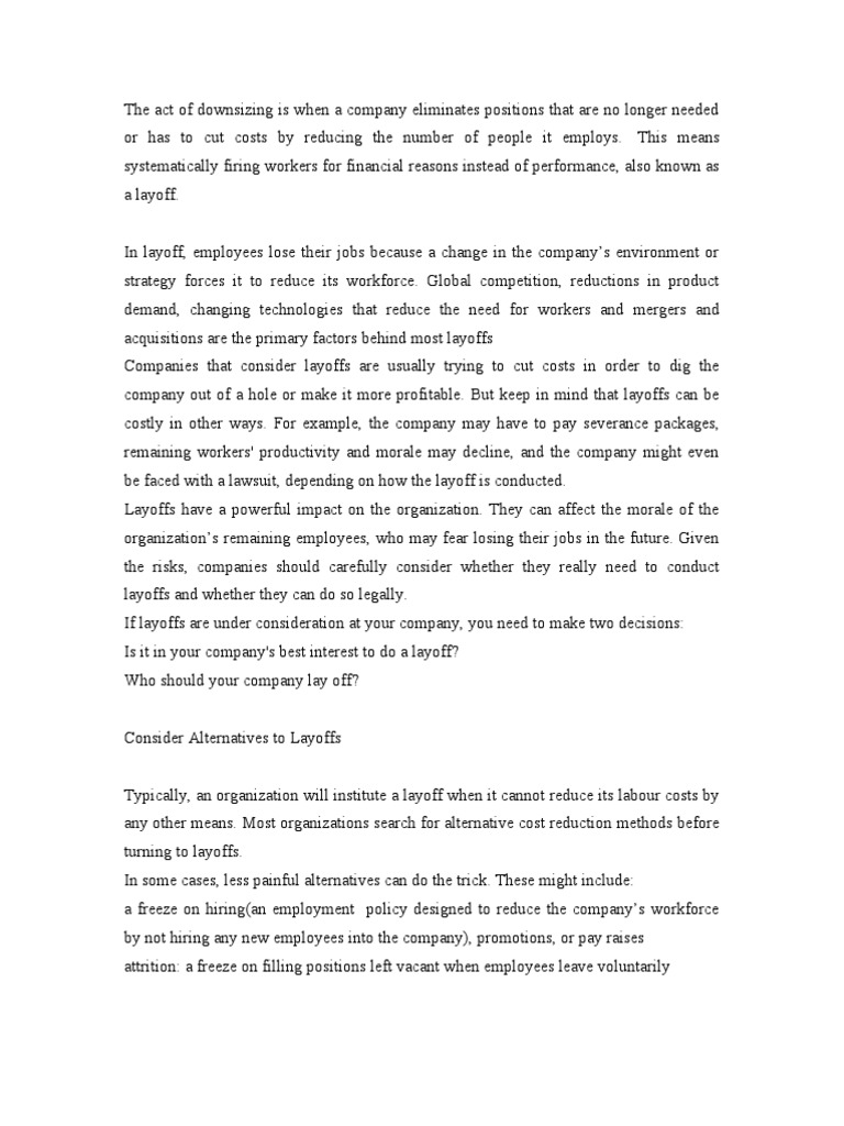 Layoff Pdf Layoff Employment