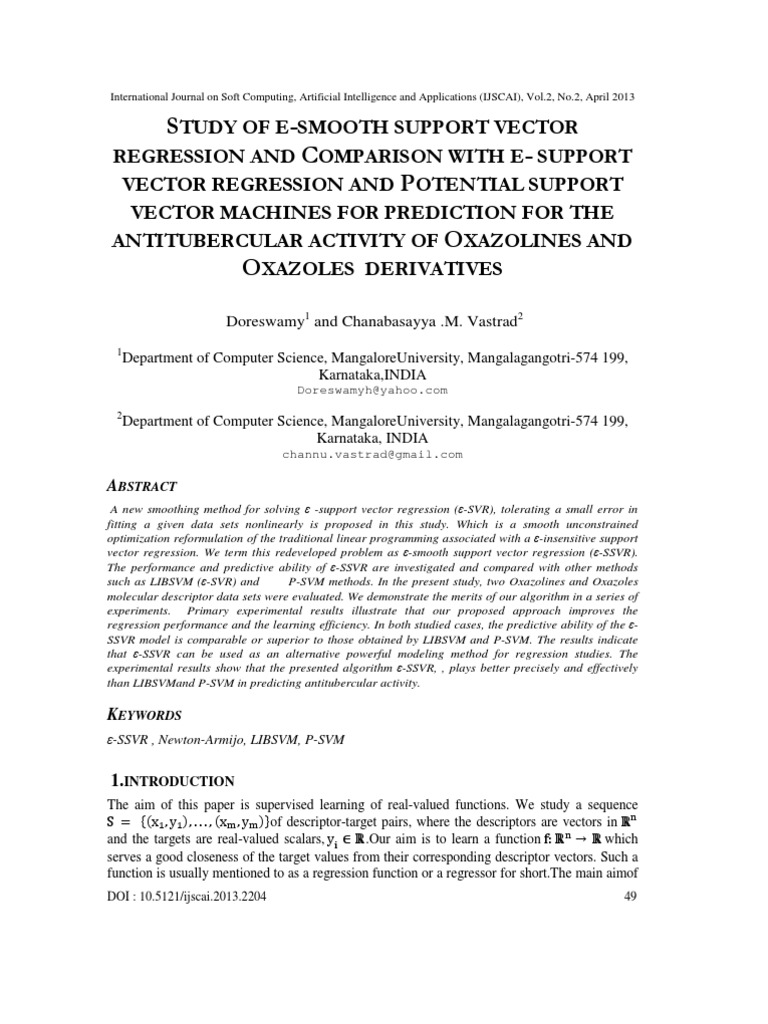 ε-Smooth Support Vector Regression Study | PDF | Support Vector Machine ...