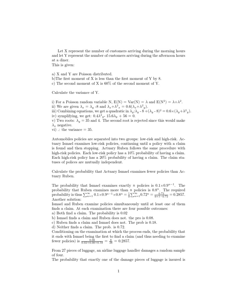 Exam PM Notes Examples | PDF | Variance | Statistical Theory