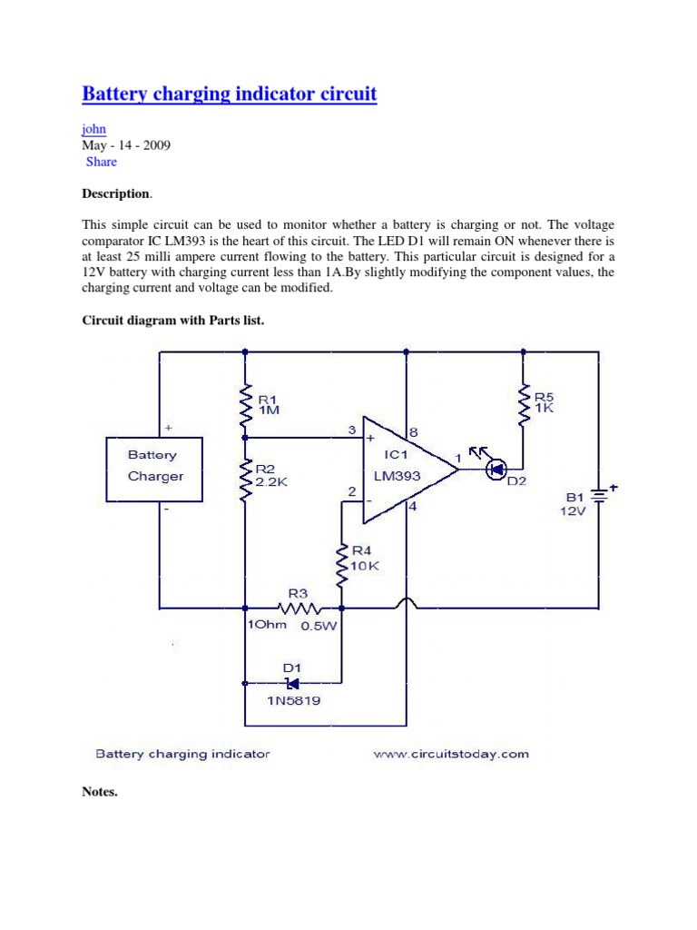 LM393 Battery Charging Indicator Circuit | PDF | Electronic Circuits ...