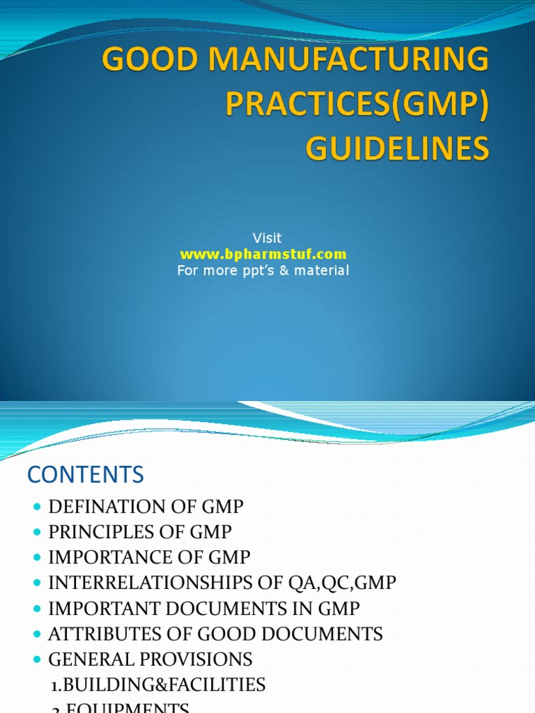 57121843 GMP Guidelines Quality Assurance Quality