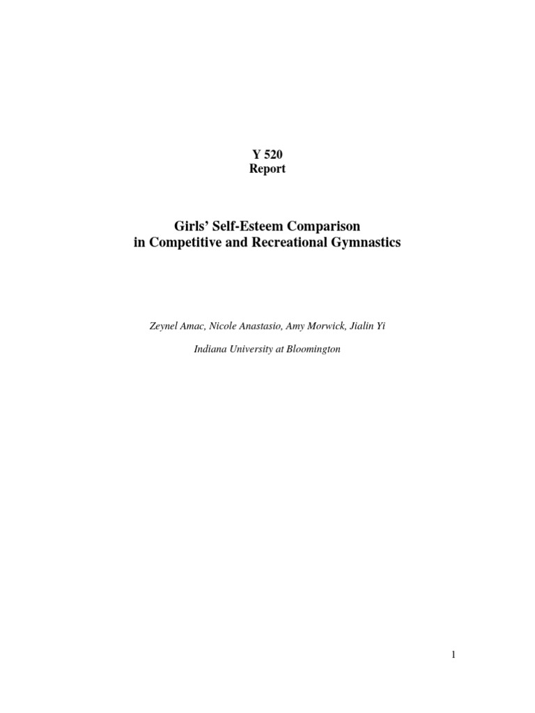 Girls' Self-Esteem in Gymnastics Study | PDF | Self Esteem | Analysis ...