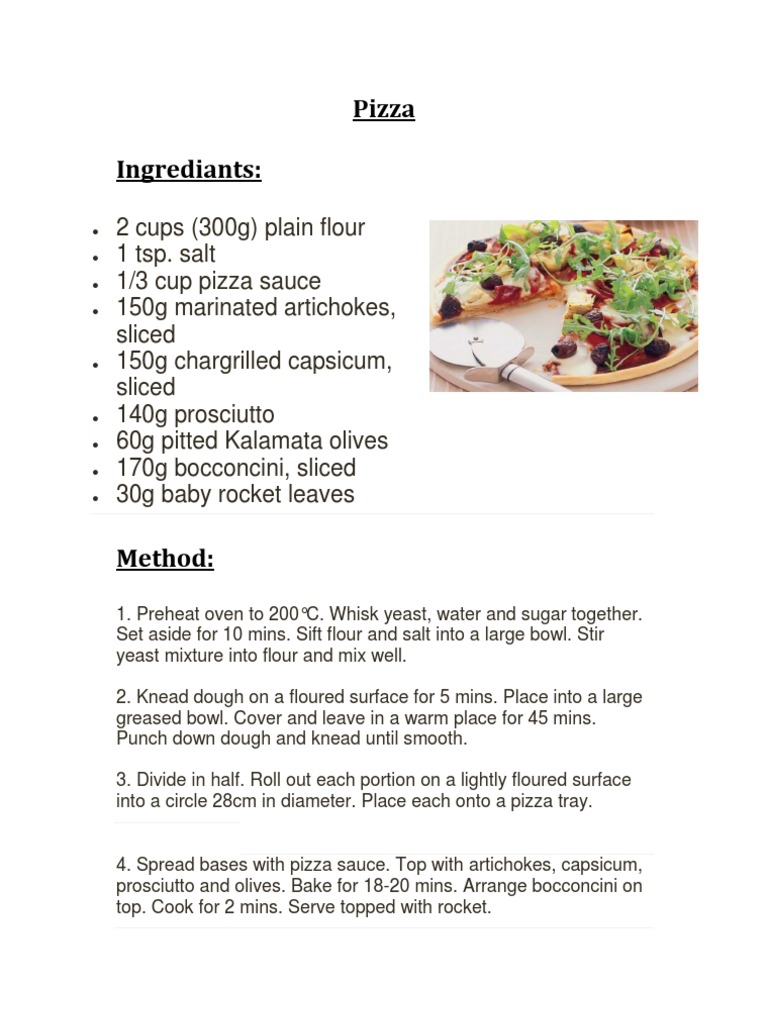 Easy Pizza Recipe with Ingredients | PDF | Cooking, Food & Wine