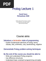 Prolog Lecture 1: David Eyers Michaelmas 2008