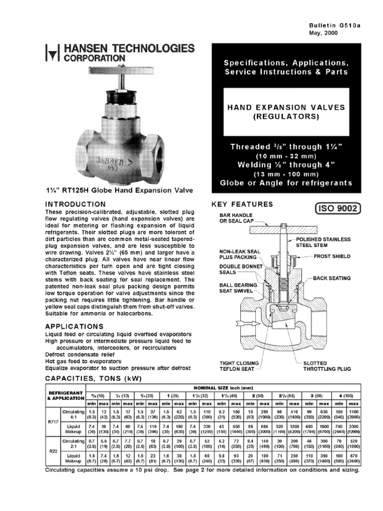 HANSENHand Expansion Valve g510 PDF