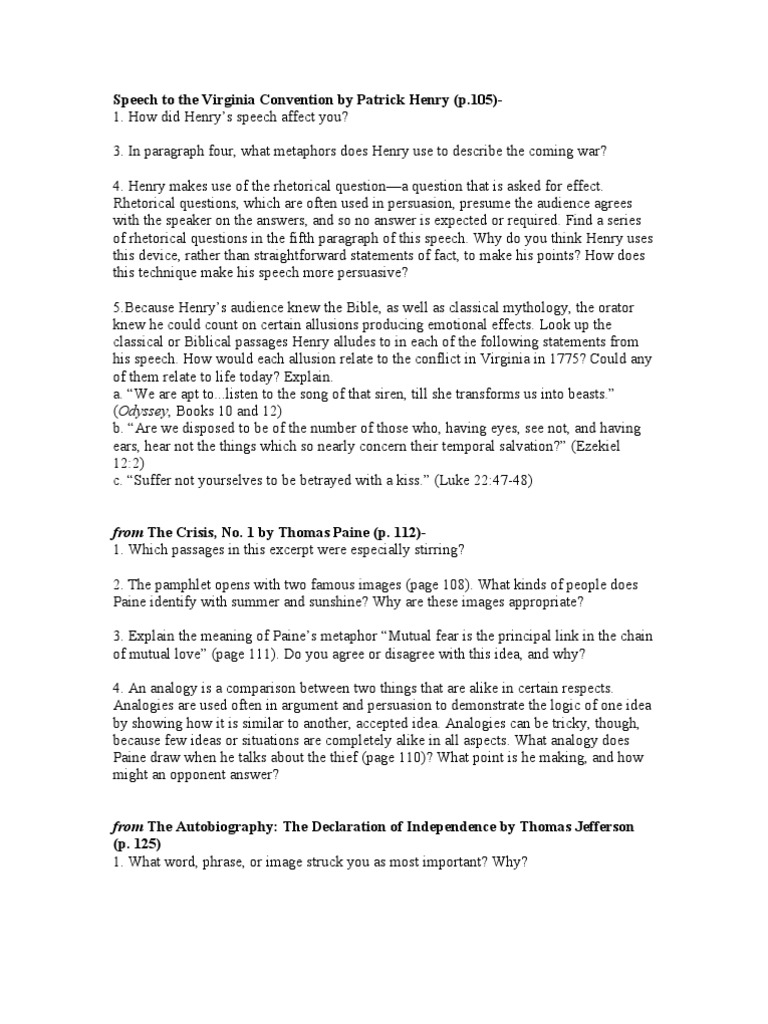Speech to the Virginia Convention by Patrick Henry (p.105)