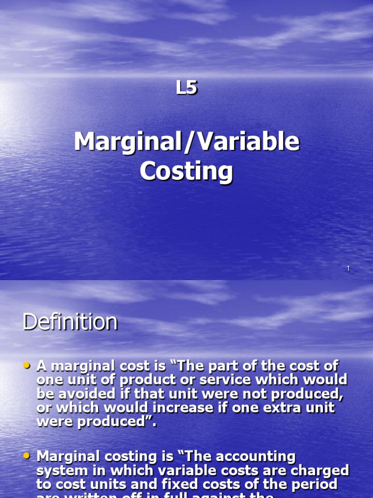 Marginal Costing.ppt Cost Of Goods Sold Production And Manufacturing