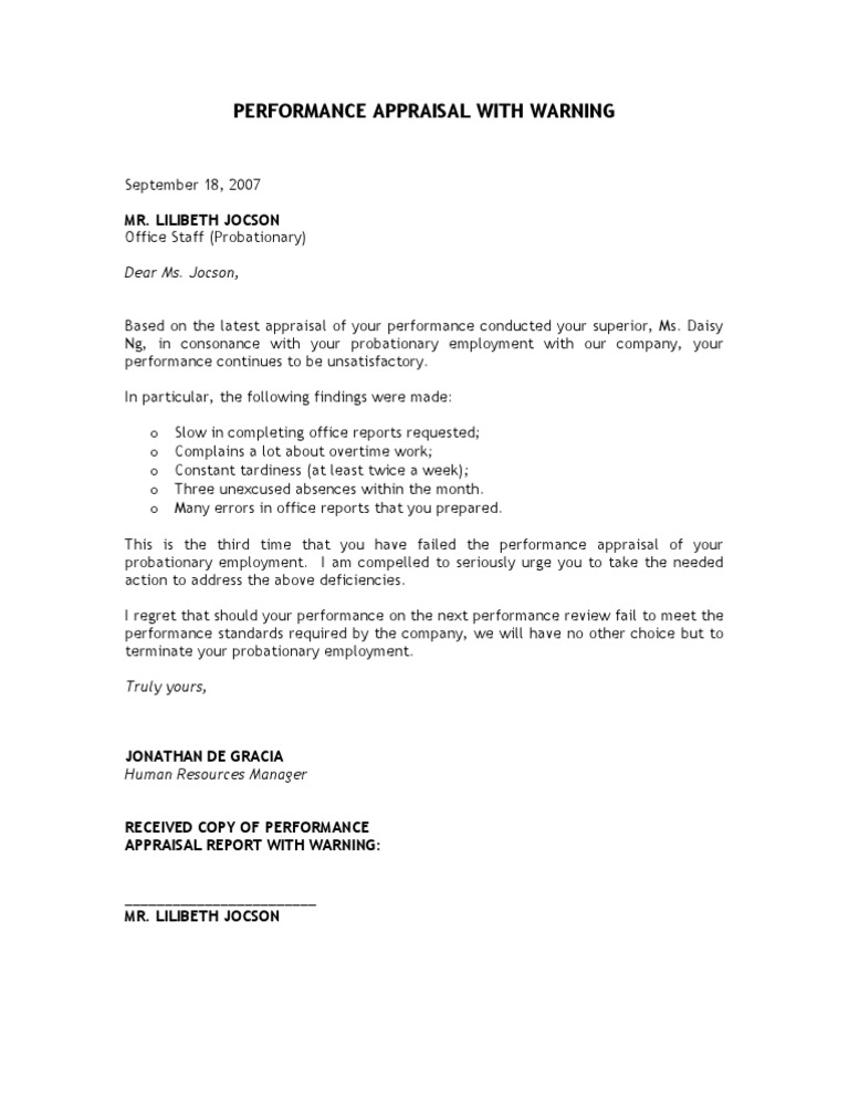 Performance Appraisal With Warning | PDF | Business